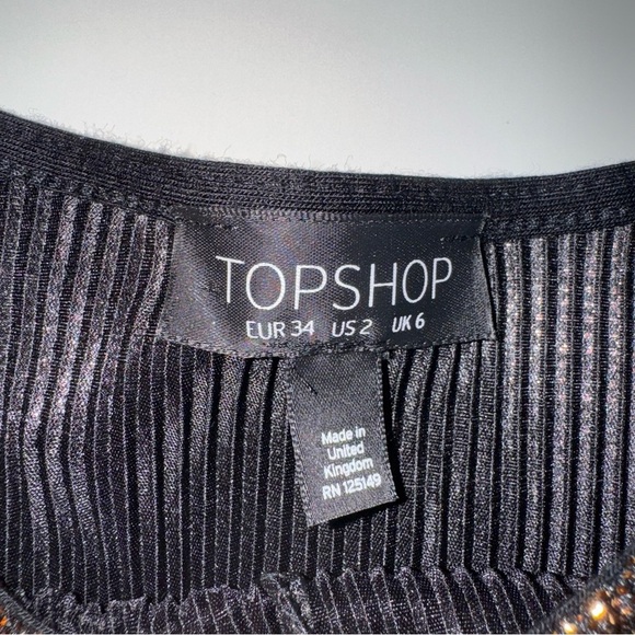 Topshop Metallic Copper Bronze Twist Front Crop Top Long Sleeve Size 2 - Picture 3 of 7